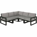 Polywood Edge Black / Grey Mist 5-Piece Modular Deep Seating Patio Set 633PWS5BL198